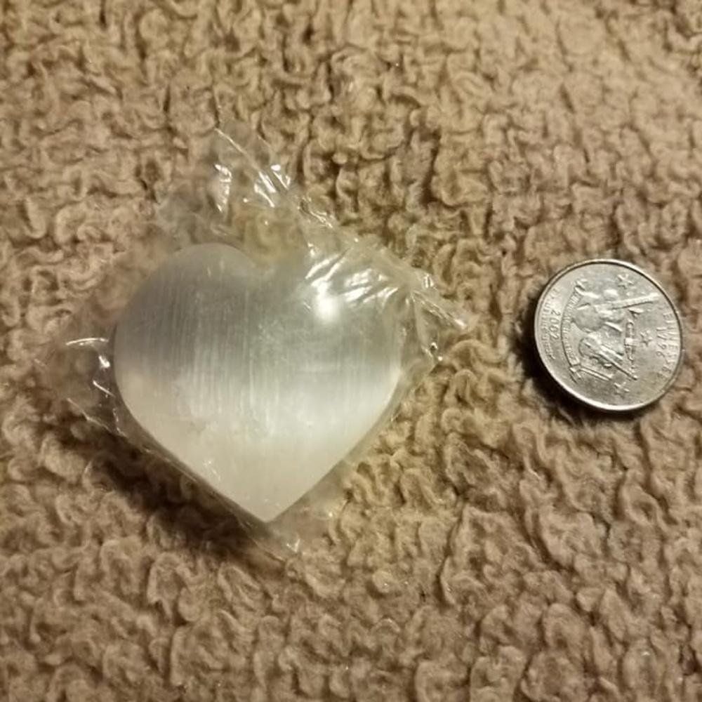 Selenite crystal heart